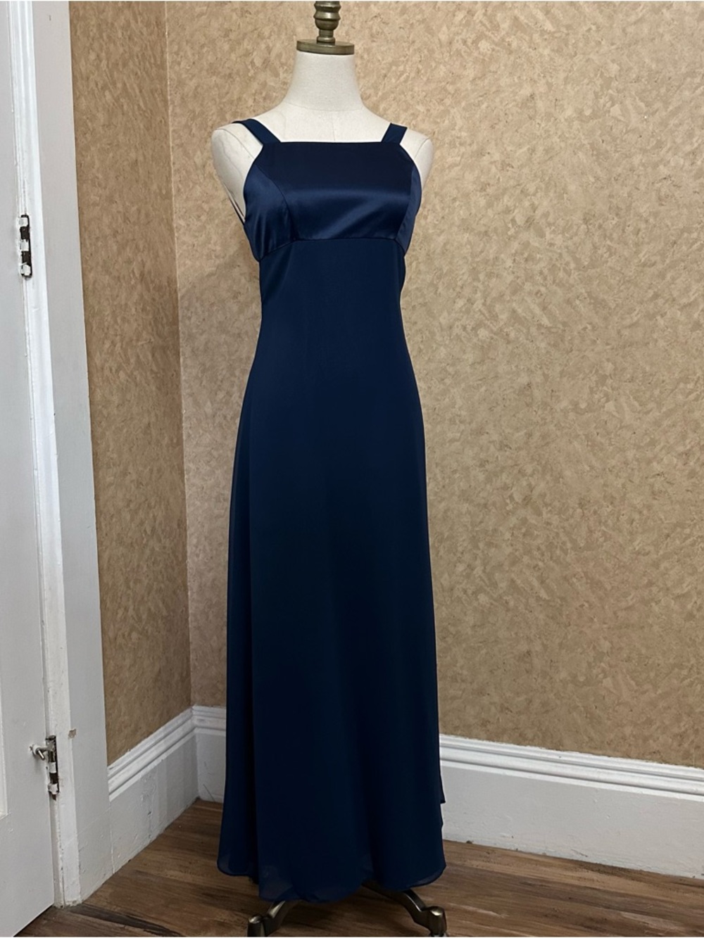 Vintage y2k 2000s Navy Blue empire waist prom formal dress gown